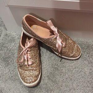 Kate Spade Glittery Gold and Pink Sneakers